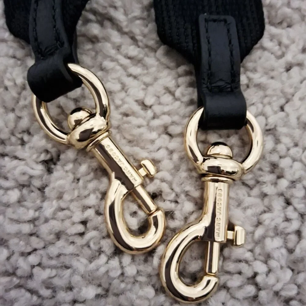 Marc Jacobs Logo Webbing Bag Strap Black with Gold-tone hardware New w/o Tag - Picture 9 of 16